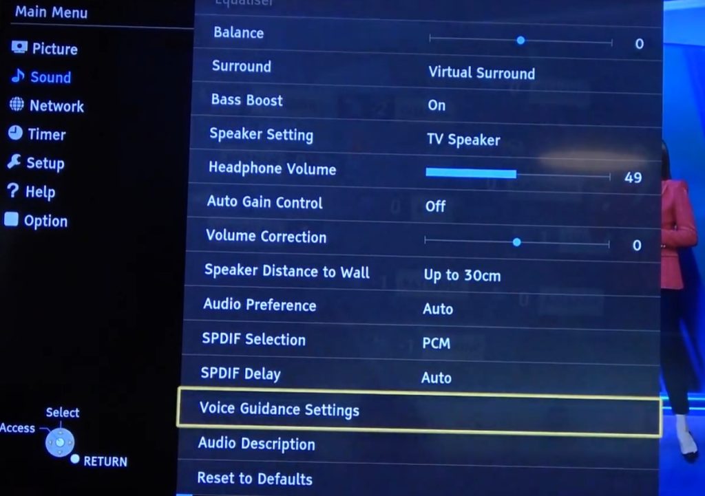 Select Voice guidance settings