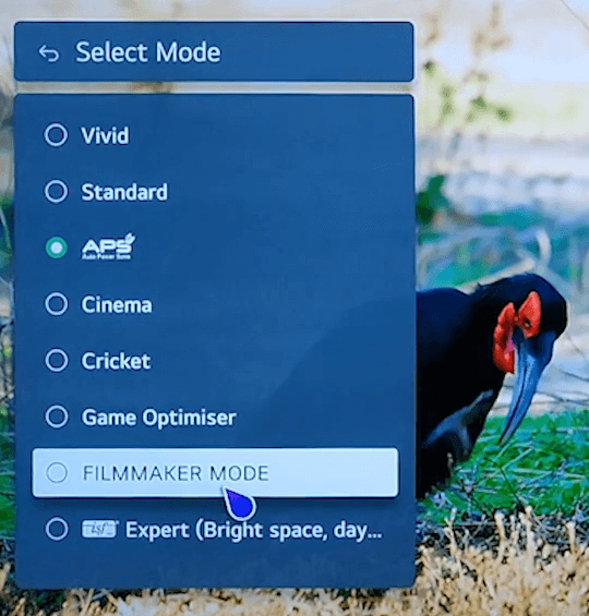 Select Filmmaker mode