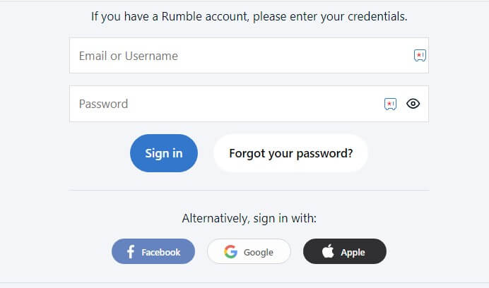 sign in with Rumble account