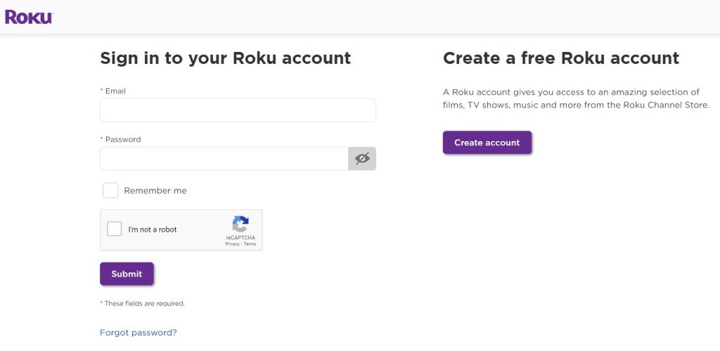 Sign in Roku account on browser