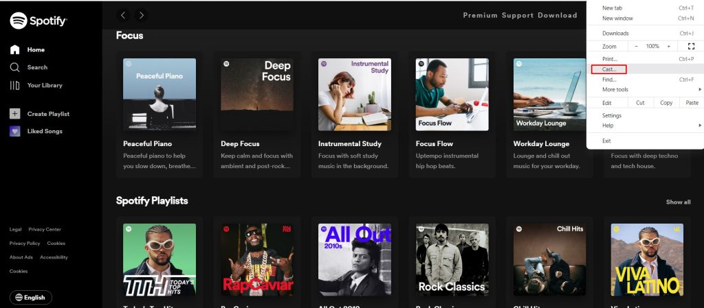 Cast Spotify to Vizio TV using Browser