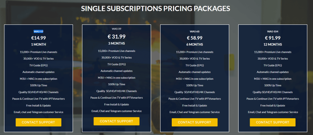 XoomsTV IPTV subscription plan