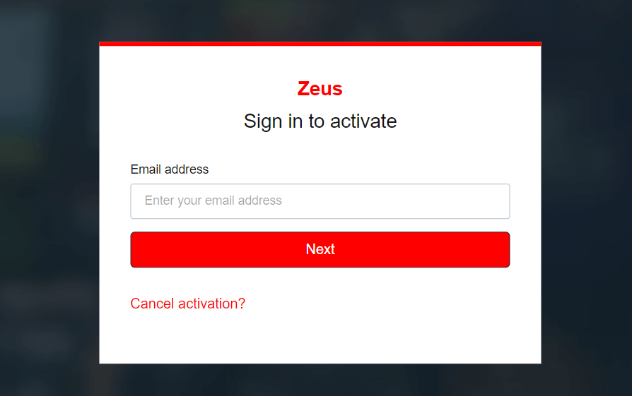 Sign In to Zeus Network 