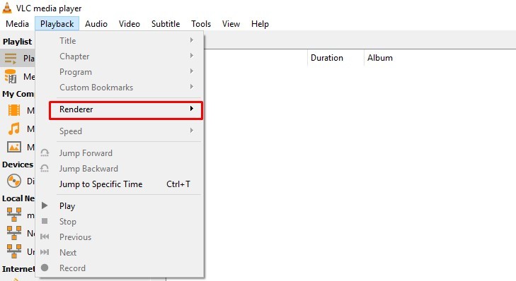 Choose Renderer on VLC