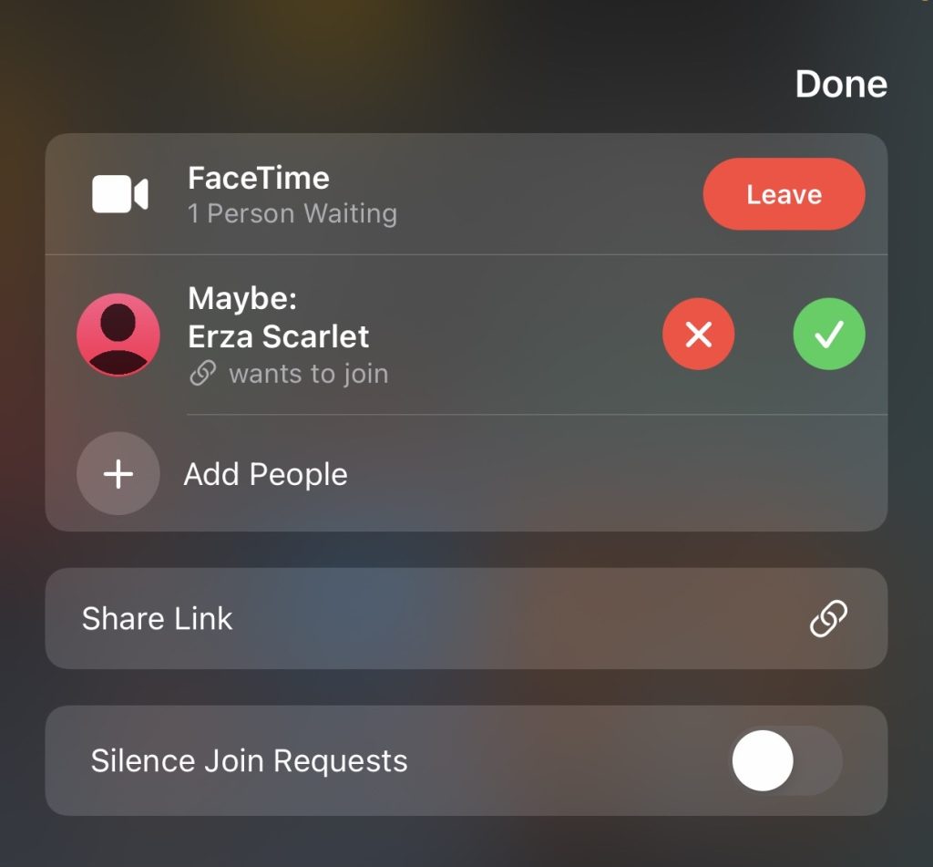 Click the Join button to access the FaceTime call