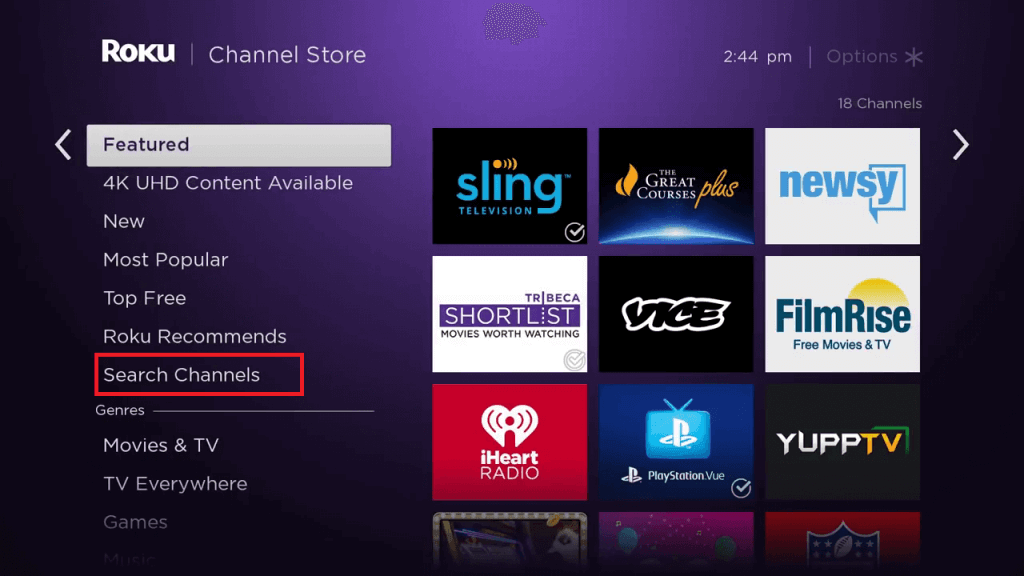 Click Search Channels