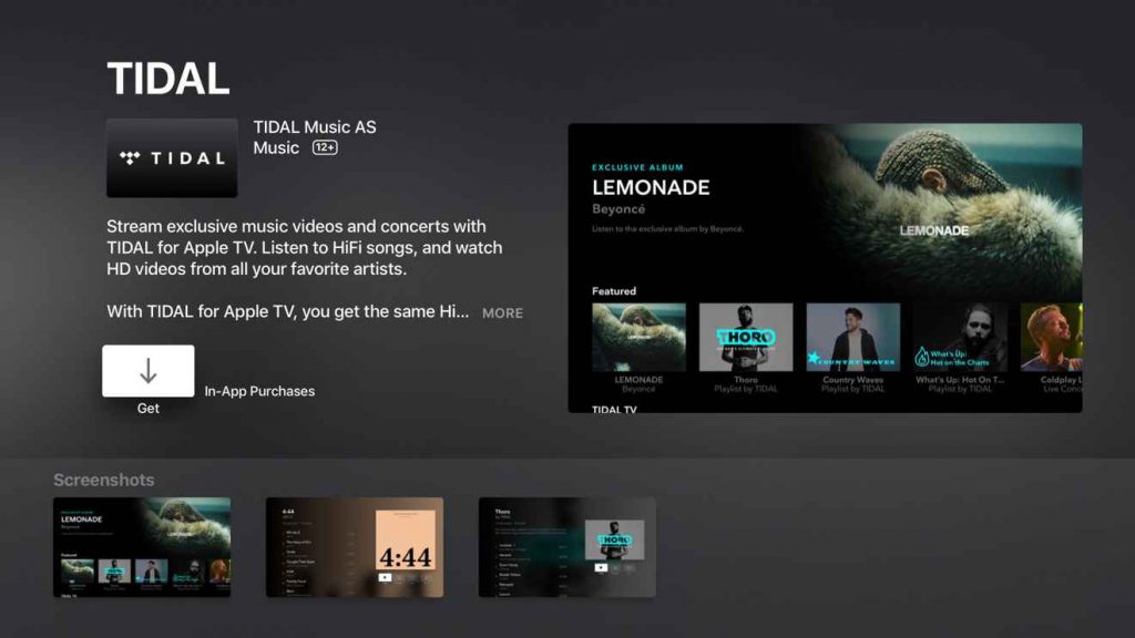 Install Tidal on Apple TV 