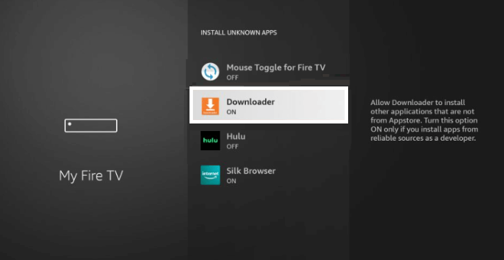 Turn ON Downloader to Download Cyberflix TV on Firestick