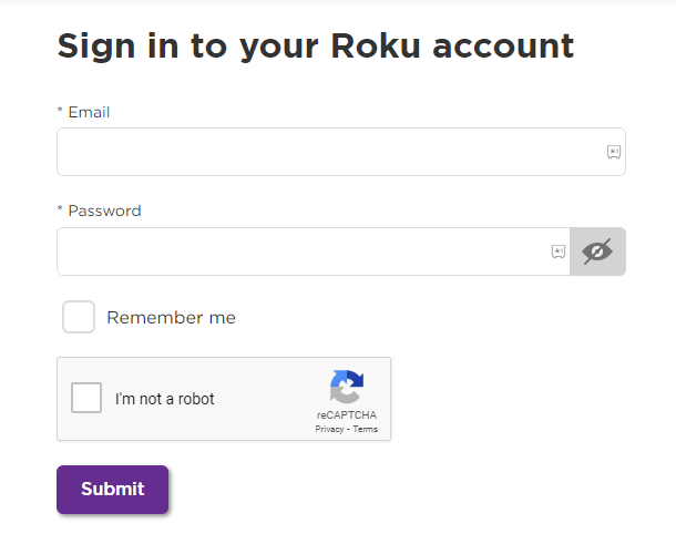 Sign in with your Roku account credentials