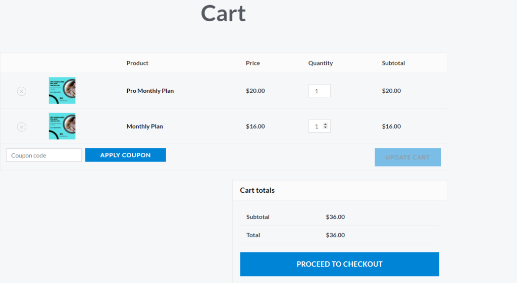 Click Proceed to Checkout