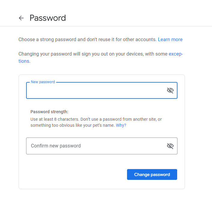 Change Gmail password 