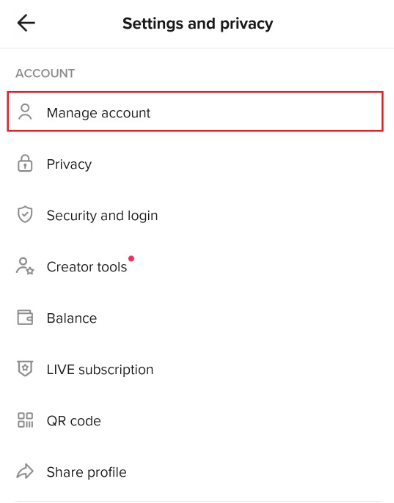 Tap Manage account 