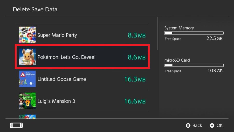 Select the game you want to delete