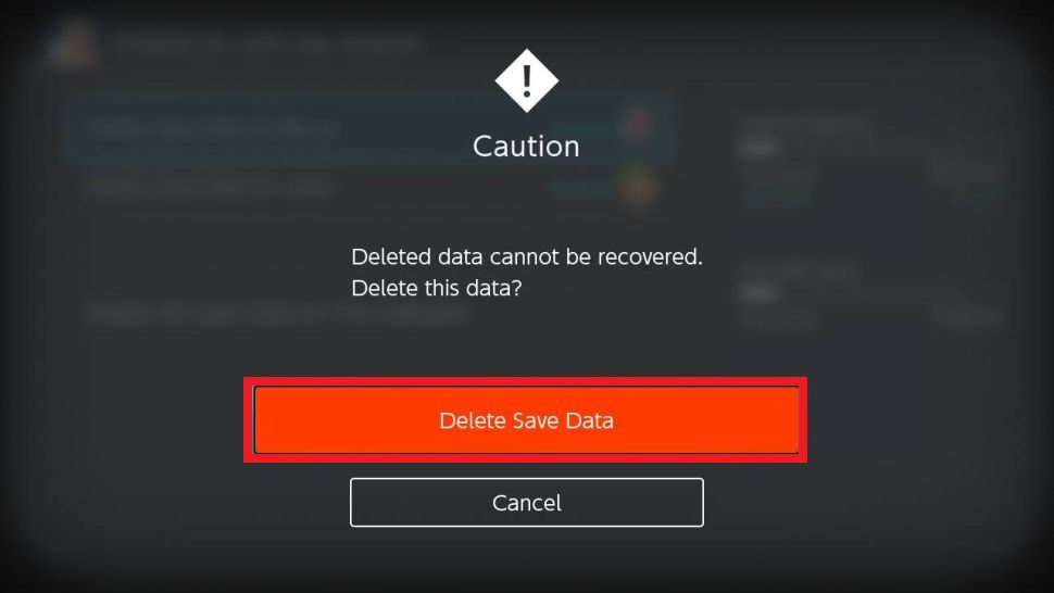 Tap Delete Save Data
