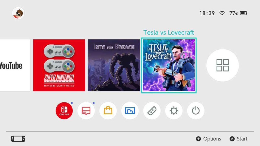 Click the Settings icon on Nintendo Switch