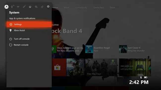 Click Settings on Xbox One