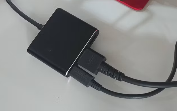 Connect Nintendo Switch to TV using USB-C to HDMI adapter. 