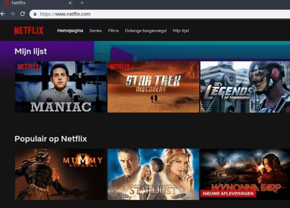 Go to Netflix website using a browser