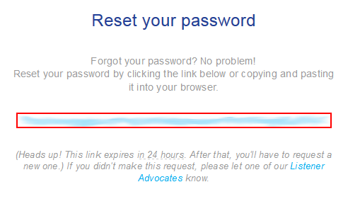 Reset Pandora password