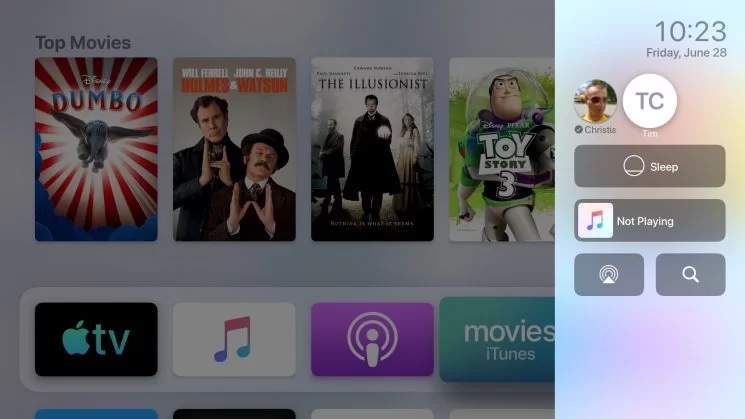Switch users on Apple TV 