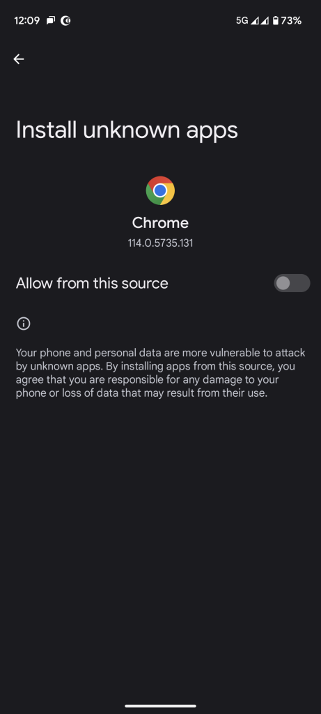 Enable Install unknown apps for Android 
