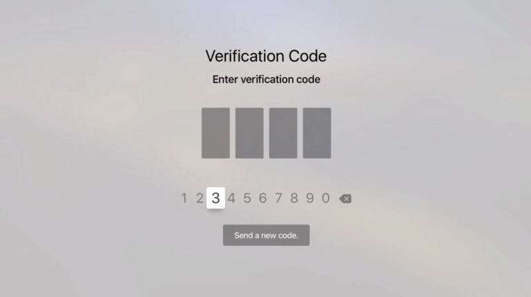 Enter the verification code to activate with device on Apple TV