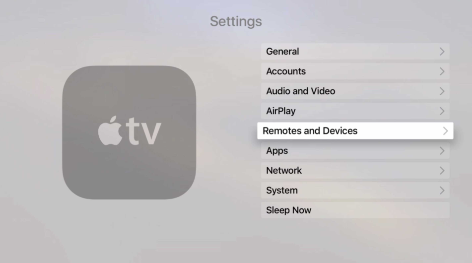 Select Remote and Devices option on Apple TV