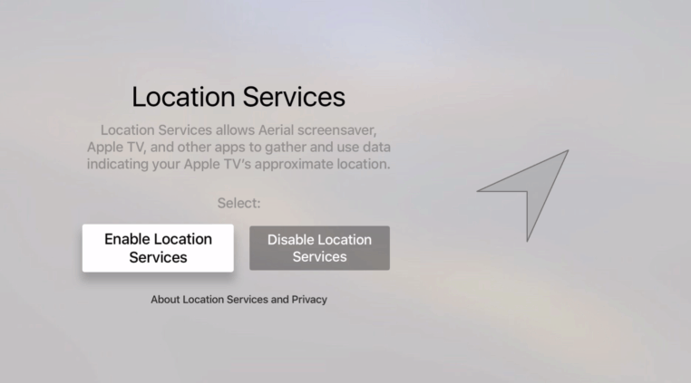 Enable Location services on Apple TV