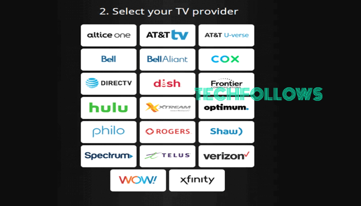Select your TV Provider 
