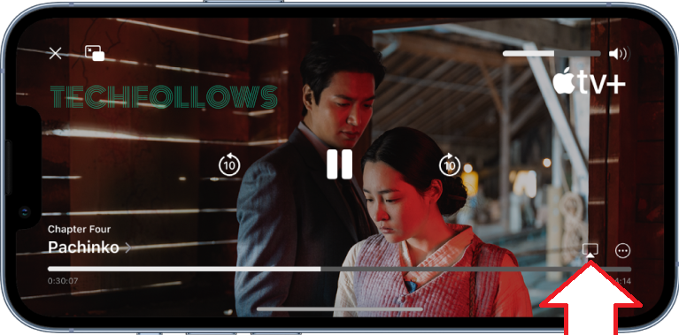 Hit the Airplay icon to cast the Apple TV app