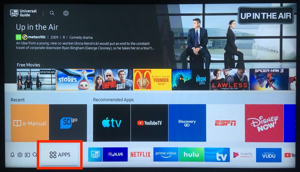 Tap Apps on Samsung TV 