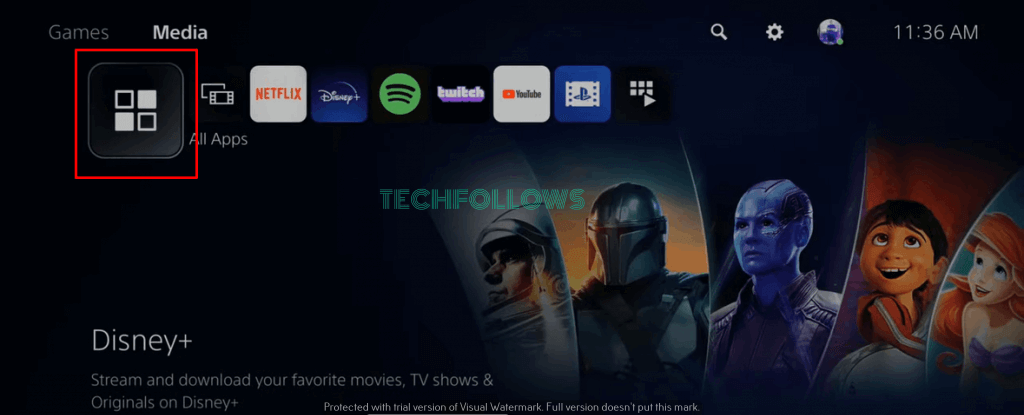 Select All Apps on PlayStation Console