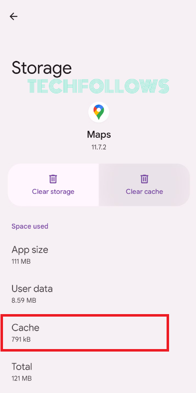 Hit the cache option to clear Cache data on Android