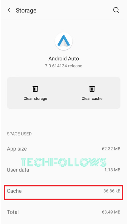 Click on Cache to clear Cache on Android