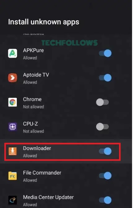Enable the option for Downloader