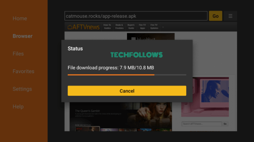 Tap Install and start installing CatMouse APK on Firestick