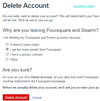 Choose Delete Account