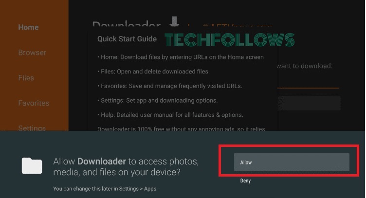 Hit the Allow on Downloader