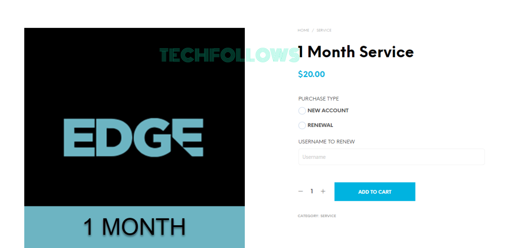 Tap Add to Cart on Edge IPTV website