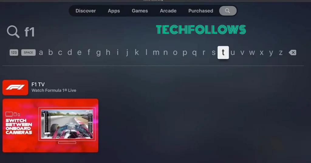 Search for F1 TV on Apple TV