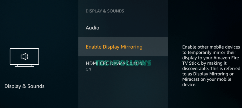 Click Enable Display Mirroring 