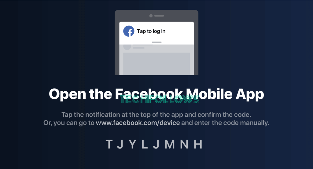 Note down the Facebook activation code 