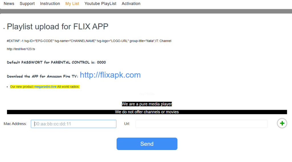 Add M3U URL on Flix IPTV Player 