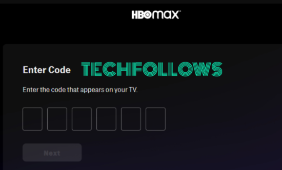 Enter Activation Code to activate Max on Roku