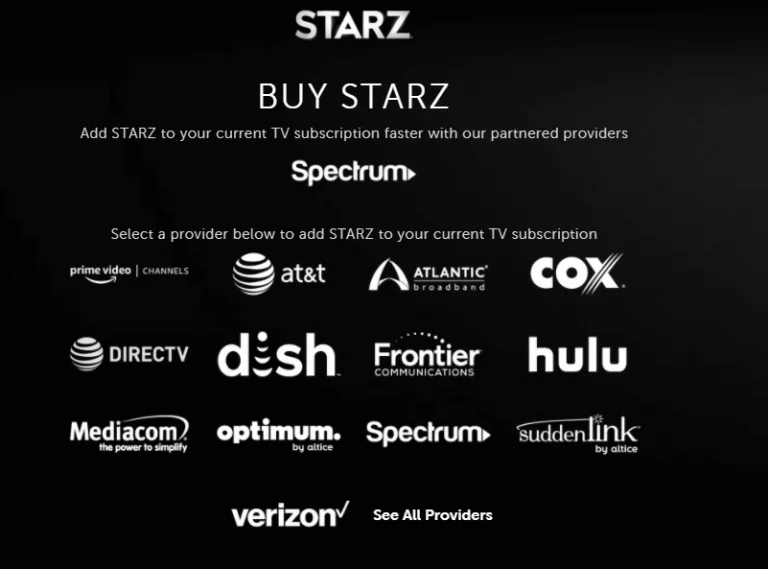 Choose your TV Provider to Activate Starz 