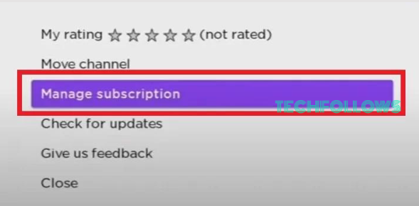 Select Manage Subscription option