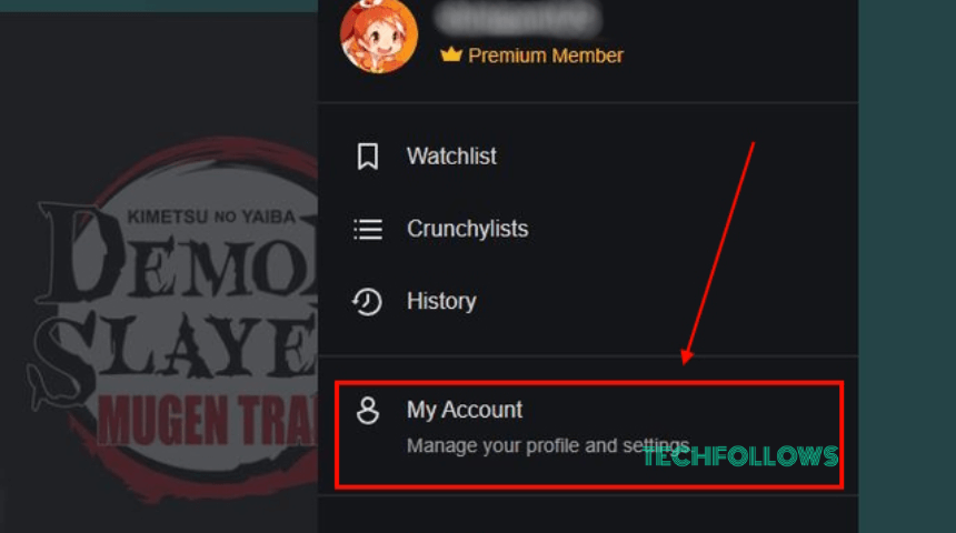 Choose My Account option