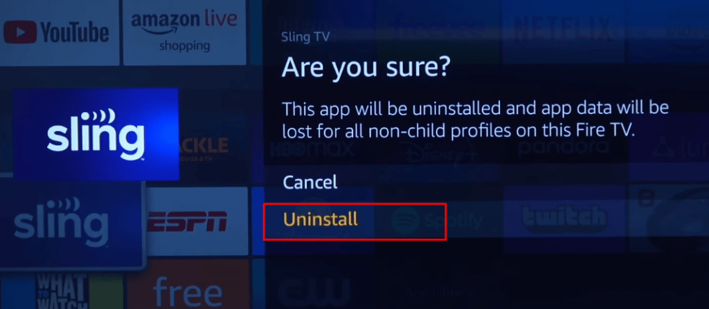 Select Uninstall to delete apps on Firestick 