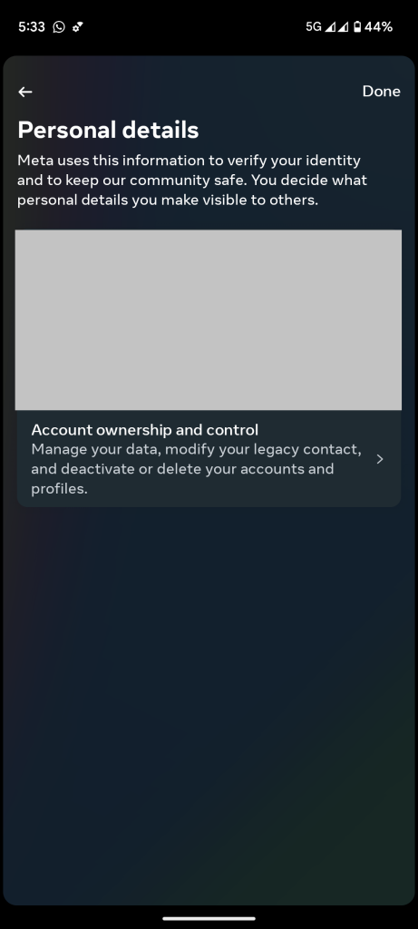 Tap Account Ownership and control 
