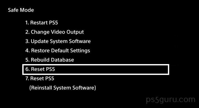 Factory Reset PS5 in Safe Mode